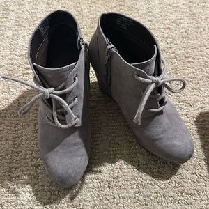 Wedge grey ankle booties